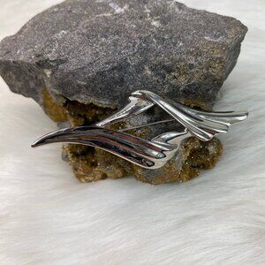 Vintage Silver Tone Trifari Sash Brooch 1" X 2.75"